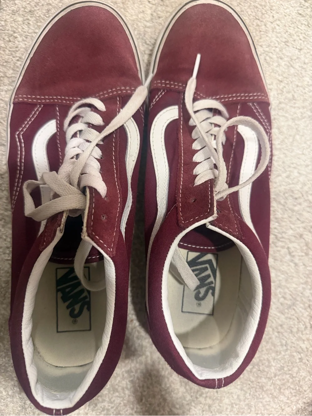 Vans Mens Old Skool Sneakers - Burgundy/White